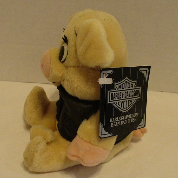 Harley Davidson NEW Vintage 1999 Black Red Peach Graphic Bean Bag Plush - Picture 4 of 8